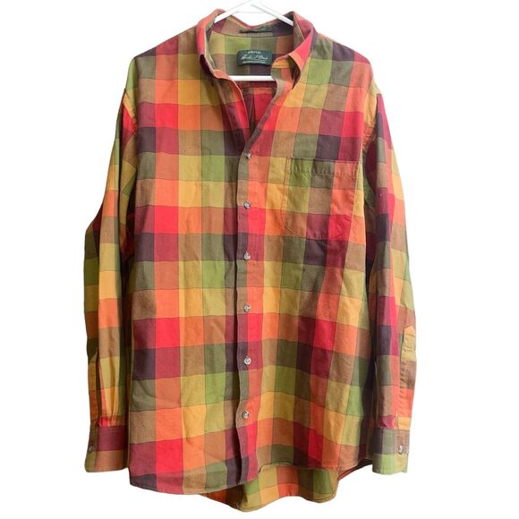Orvis Signature Collection L Wool Blend Fall Check Plaid Long Sleeve Shirt Flaw - Picture 2 of 6